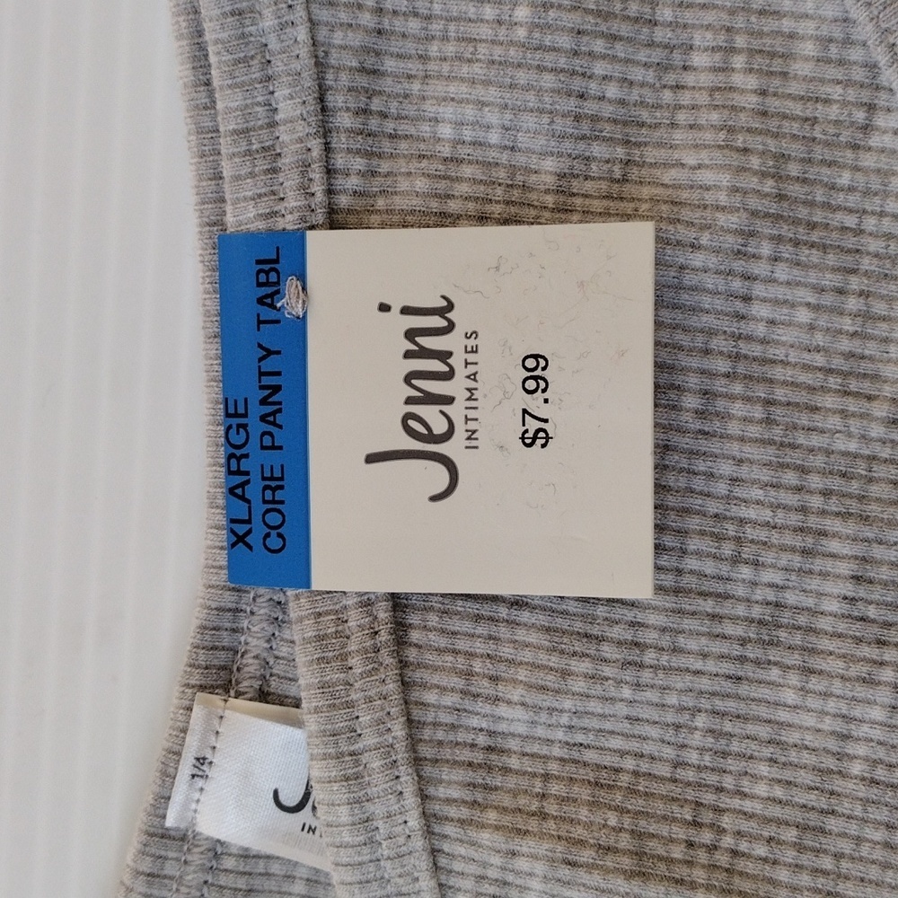 Jenni Thong Panty‎ Women XL Gray Heather Ribbed Knit Underwear one piece comfy - Picture 3 of 7